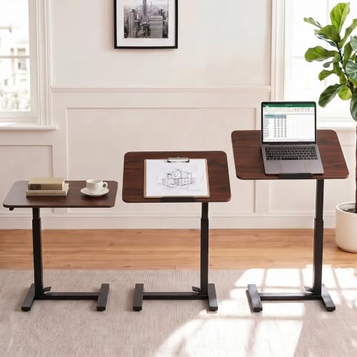 Overbed Bedside Table with Wheels, Foldable Rolling Desk Adjustable Height - Image 2