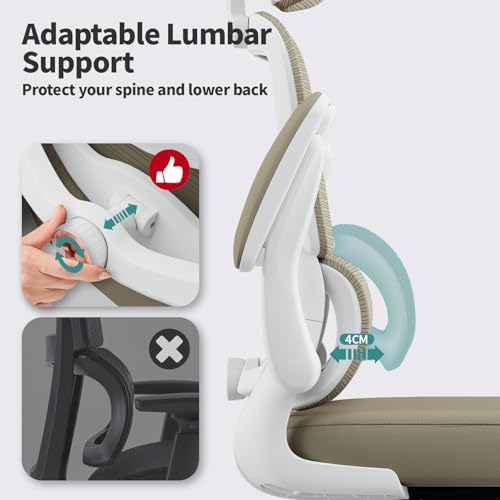 TRALT Office Chair Ergonomic Desk Chair with Lumbar Support Khaki, 1 - Image 4
