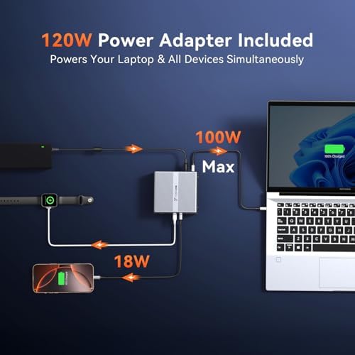 TobenONE DisplayLink Docking Station 3 Monitors with 120W Power Adapter (Pack of 2) - Image 4