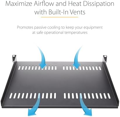 StarTech 1U Vented Rack Shelf, 10in Deep, 44lb/20kg (CABSHELFV1U) - Image 3