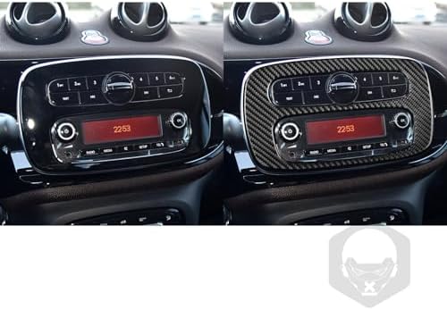 Car Central Console Radio CD Player Control Panel Decoration Sticker Real 3K Black Carbon Fiber Trim Compatible with Benz Smart 2016 2017 2018 2019 2020 2021 Auto Interior Accessories - Image 4