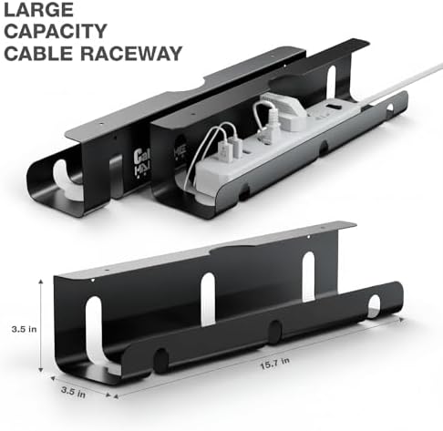 Qiyuan Under Desk Cable Management Tray, 2-Pack No-Drill 16" Cable Raceway - Image 5