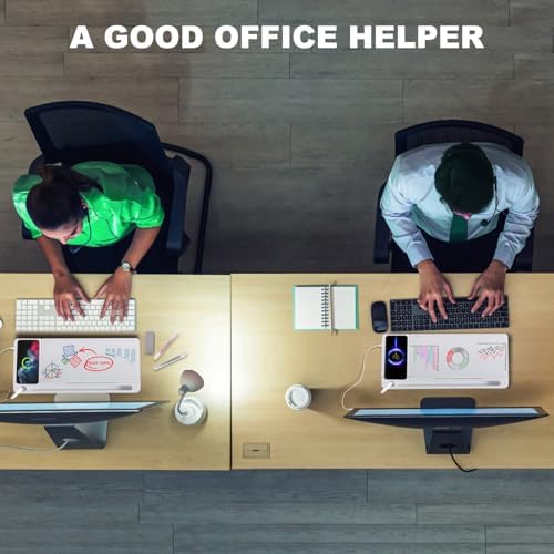 Small Glass Desktop Whiteboard Dry-Erase-Board - Computer Keyboard Stand with Wireless Charger White Board Surface Pad with Drawer, Desk Organizers with Accessories for Office, Home, School Supplies - Image 6
