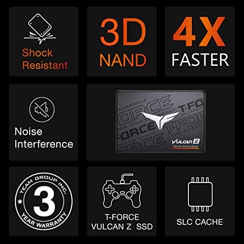 TEAMGROUP T-Force Vulcan Z 480GB SLC Cache 3D NAND TLC 2.5 Inch SATA III Internal Solid State Drive SSD (R/W Speed up to 540/470 MB/s) T253TZ480G0C101 - Image 6