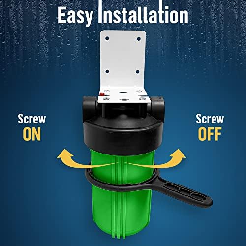 High Capacity 10 x 4.5” Whole House Filter Purifier System for Well or City Water, Presser Relief Button, 1” NPT Brass Port, Double O-Ring, Meets NSF Standards & Regulations (Green, 4 Sets) - Image 3