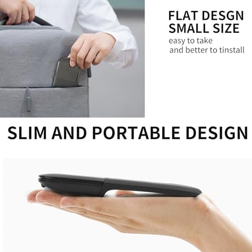 Bluetooth Arc Touch Mouse, Ultra-Thin Portable Folding Travel Mouse whitout USB Dongle, Quiet Click, Powered by AAA Batteries, Foldable Wireless Mice for Laptop PC Chromebook Tablet Mac iPad - Black - Image 4