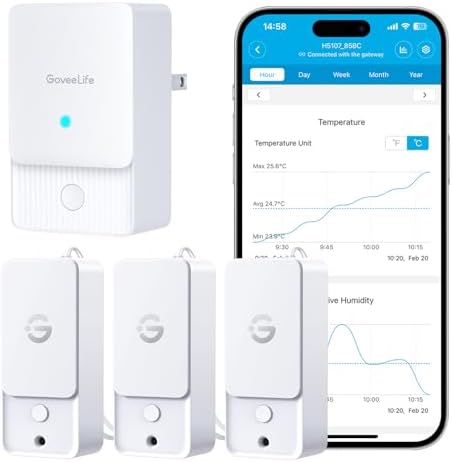 GoveeLife Outdoor Indoor Wi-Fi Gateway Thermo-Hygrometer Wireless, 3 Pack by GoveeLife