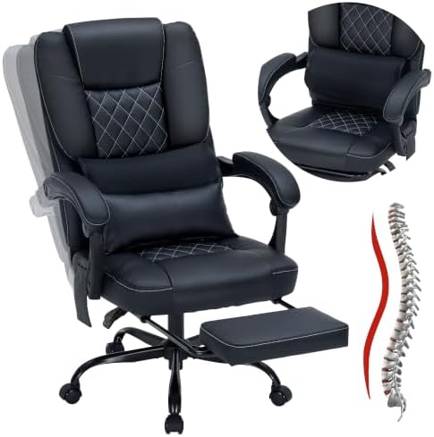 400lbs Reclining Office Chair with Ergonomic Lumbar Support by Unknown