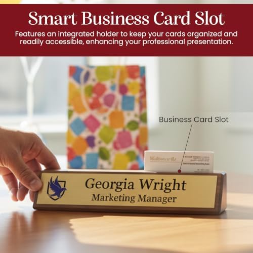 Gem Awards Custom Name Plate for Desk, Red Piano Insert, 2x8 Inch - Image 4