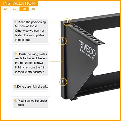 RIVECO 4U Wall Mount Rack for Network. Reinforced Heavy Load 66-99 LBS Small Server Racks Vertical & Horizontal Mounting for 19 inches IT & Studio Equipment. - Image 5