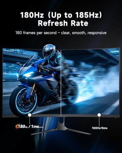 KTC 32 Inch Curved Gaming Monitor, QHD 180Hz Monitos 1440P oc 185Hz, H32S5 - Image 3