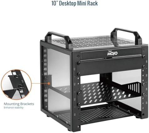Tecmojo 4U Network Rack, 10 inch Mini Server Rack with 2 Side Translucent Panels & 2 Top Handles, 7.87 inch Deep, for 10 inch IT Equipment & A/V Devices, Black - Image 4