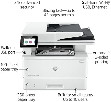 HP LaserJet Pro MFP 4101fdw Wireless Black & White Printer with Fax (Renewed) - Image 2