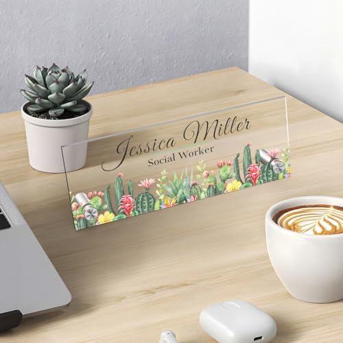 Personalized Acrylic Office Desk Name Plate with Standoff Barrels - Image 2