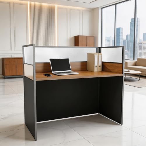 1 Person Cubicle Desk with Mute Partitions Office Workstation, Dark Walnut by Gguileb