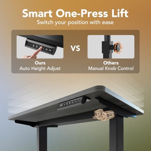 HUANUO 71x30 Inch Electric Standing Desk, Height Adjustable, Walnut - Image 6
