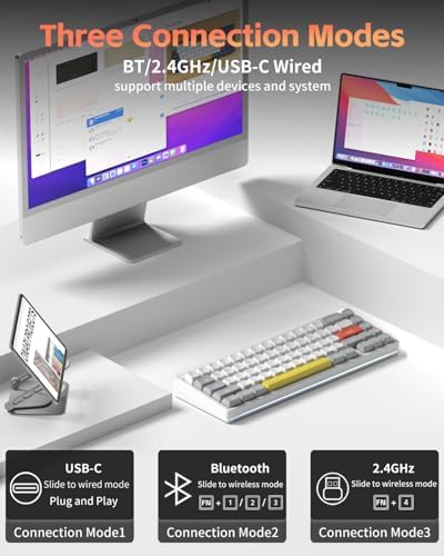 NuPhy Halo V2 IO Wireless Mechanical Keyboard with PBT Keycaps,Hot Swappable Custom Gaming Keyboard,Aluminum Alloy Frame,RGB Backlit,Gasket Structure,BT5.0/USB-C/2.4GHz Low Latency Office Keyboards - Image 2