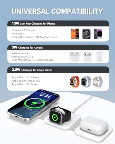 3 in 1 Foldable Travel Wireless Charger for Apple Multi Device - Image 6