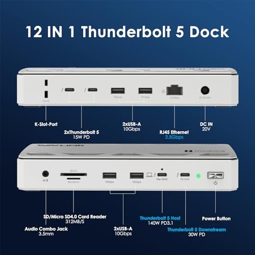 WAVLINK Thunderbolt 5 Dock, Intel Certified TB5 Docking Station, 120Gbps - Image 2