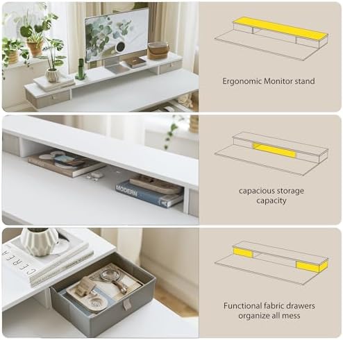 Agilestic 48 x 24 Inches Electric Standing Desk with 2 Storage Drawers, Adjustable Height Sit and Stand Computer Table with Splice Board, White - Image 4