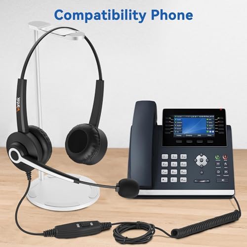 Wantek Binaural RJ9 Call Center Headset with Noise Cancelling Mic, Corded Office Headset with Mute for Avaya Phones - Image 4