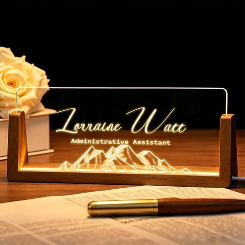 Desk Name Plate Personalized with LED Light - Custom Name Plate for Office Decor, Professional Appreciation Gifts for Bosses, Coworkers, Teachers, Men & Women by Unknown