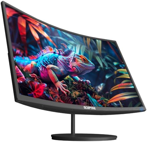 Sceptre 24-inch Curved 100Hz Gaming Monitor HDMI x2 VGA 100% sRGB Eye-Care, Build-in Speakers Machine Black 2025 (C248W-1920RNR Series) by SceptreInc