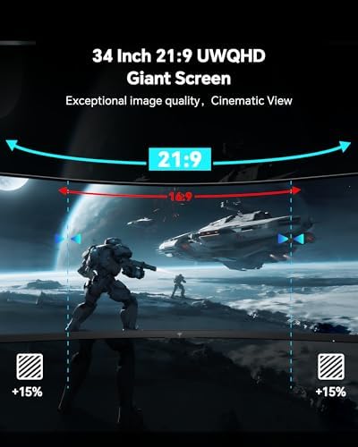 KTC 34 Inch Ultrawide Curved Gaming Monitor, 3440x1440 UWQHD 180Hz, H34S5 - Image 3