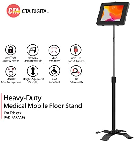 Compact Floor Stand – CTA Floor Stand w/Security Enclosure for iPad 11 (A16) - Pro 11-inch M4 - Air 11-inch M3- iPad 10th Gen - Galaxy Tab & More Tablets - Black (PAD-PARAAFS) - Image 2