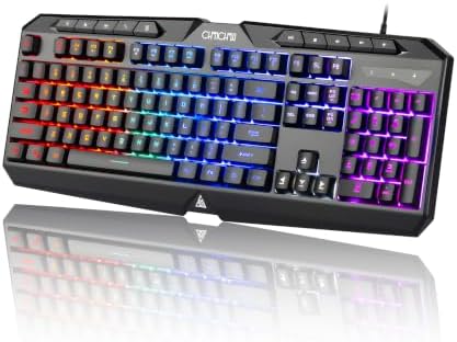 Light Up Gaming Keyboard Wired for PC PS5 Computer, USB Plug & Play, Quiet by CHONCHOW