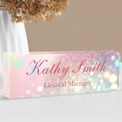 Custom Name Plate for Desk | Personalized Desk Name Plate | Personalized Boss Employee Appreciation Gifts | Acrylic Name Plate Office Desk Accessories by EOBIBIFUN