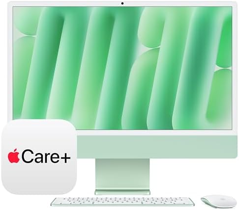 Apple 2024 iMac All-in-One Desktop Computer with M4 chip with 10-core CPU, 10-core GPU: Built for Apple Intelligence, 16GB Unified Memory, 512GB SSD Storage; Green with AppleCare+ (3 Years) by Apple
