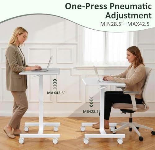Mobile Standing Desk with Wheels, Small Rolling Desk Adjustable Height - Image 2