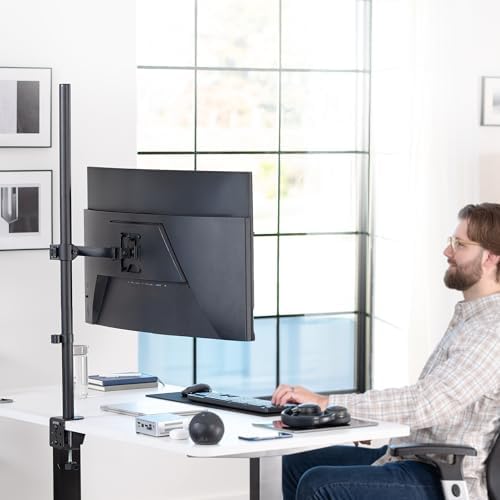 VIVO Extra Tall Single Monitor Desk Mount, 39 inch Pole VESA Stand for 13 to 32 inch Screens and up to 38 inch Ultrawides, Holds 22 lbs, Black, STAND-V011 - Image 2