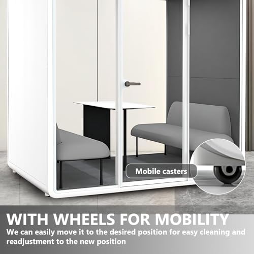 Office Sound Booth with Audio Privacy - Portable Soundproof Booth Includes White Frame with Curved Corners,Soundproof Room with Light,Fans, Magnetic Door Lock for Negotiation Room (70.08IN) - Image 7