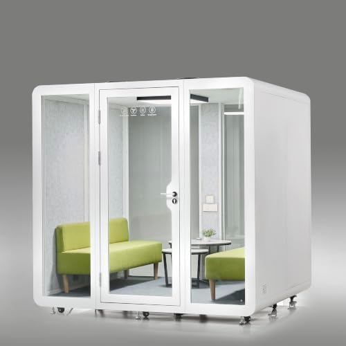 GEARONIC 6-8 Person Mobile Office Sound Pod Privacy Booth, Extra Large Space Sound Proof with Mobile Roller, LED Lighting System,Fans and AC USB Ports - Image 6