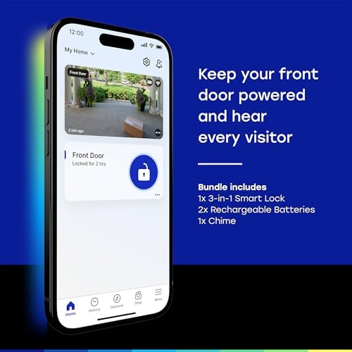 myQ Secure View™ 3-in-1 Smart Lock Deadbolt + myQ Chime + Extra Battery, Keyless Entry Lock, 2K HDR Doorbell Camera, Face, Fingerprint & PIN Access, App Control, Color Night Vision & Two-Way Audio - Image 2