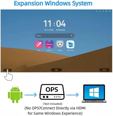 OFFNOVA 65" Interactive Smart Board - 4K UHD Anti-Glare Capacitive Touchscreen, 48MP Camera & 8-Mic Array, Android 14, for Home Education Meeting Office Entertainment Hybrid Work, Wall Mount Included - Image 4