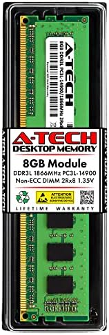 A-Tech 8GB DDR3/DDR3L 1866MHz PC3L-14900 (PC3-14900) CL13 UDIMM 2Rx8 1.35V Non-ECC DIMM 240-Pin Desktop RAM Memory Upgrade Module by A-TechComponents