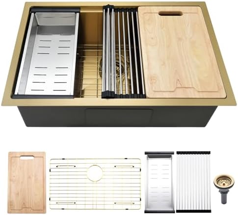 30 Inch Undermount Gold Kitchen Sink by BoomHoze
