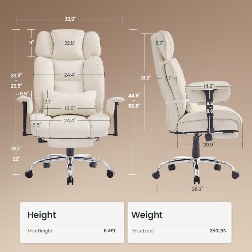 SEDETA Executive Home Office Chairs with Footrest,PU Leather Computer Chair - Image 2