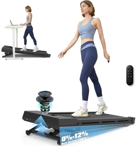 Walking Pad Treadmill 450 lb Capacity, Auto Incline Under Desk Treadmill by PACEROCKER