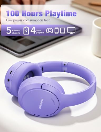 RUNOLIM Active Noise Cancelling Headphones, Wireless Bluetooth Over Ear - Image 4