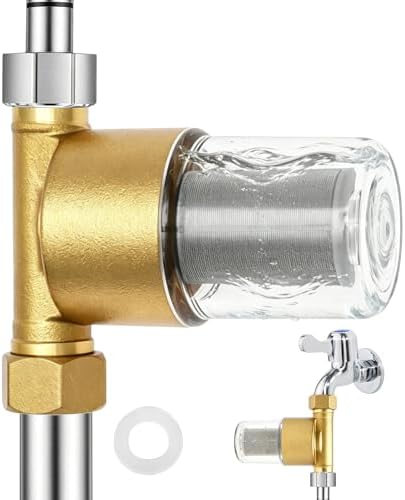 Brass Inline Water Filter, 40 Micron Reusable Spin Down Sediment Filters, Stainless Steel Pre-Filter for Washing Machine, Shower, Water Heater and Faucet, Anti-Scale & Impurity Removal - Image 2