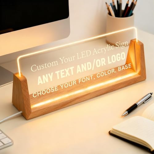 Personalized LED Name Plate for Desk, Light Up Acrylic Office Decor - Image 3