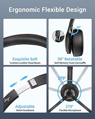 JIAMQISHI Wireless Headset with Mic for Work, Bluetooth V5.2 Headphones with Noise Cancelling Microphone, USB Dongle, Clear Calls & Mic Mute, for Laptop, PC, iPhone & Android Phones - Image 6