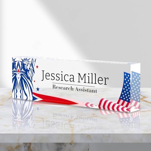Personalized Acrylic Office Desk Name Plate with Name and Title Printing by nyareka