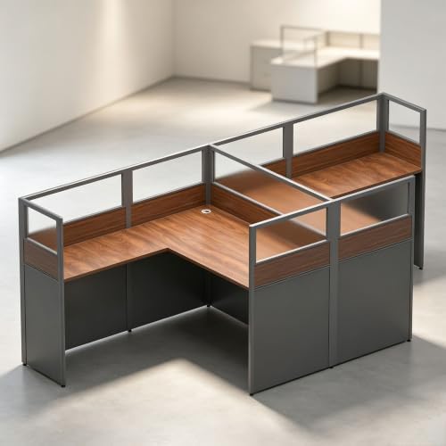 Office CubicleDesk with Mute Privacy Panels (C2 Person-F, Dark Walnut) by Nykto