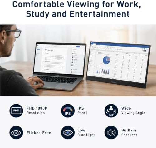 KOORUI 15.6 inch Portable Monitor, FHD 1080P IPS External Display - Image 3