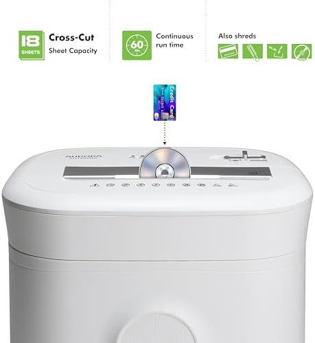 Aurora AU1802XA Anti-Jam 18-Sheet Crosscut Paper and CD/Credit Card Shredder/ 6-Gallon Pullout Basket / 60 Minutes Run Time - Image 2